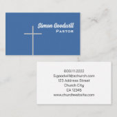 クリスチャンクロス牧師ビジネスカードブルー 名刺 (正面/裏面)