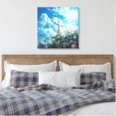 クリスチャンクロス&バラズオンザヒル神聖スピリット キャンバスプリント (インサイチュ (寝室))