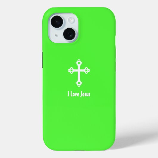 クリスチャンクロスI愛イエスライムグリーン Case-Mate iPhoneケース (裏面)