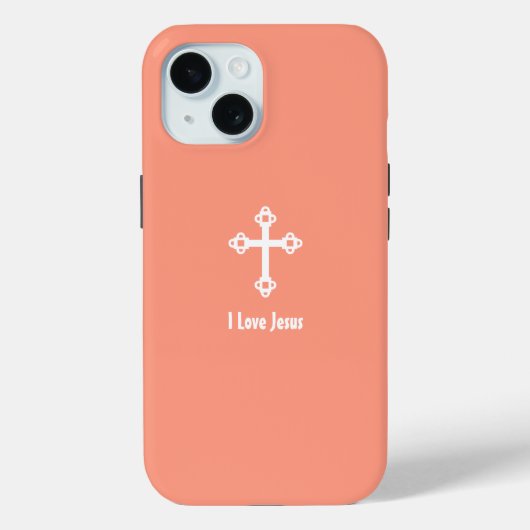 クリスチャンクロスI愛イエス・サーモンオレンジ Case-Mate iPhoneケース (裏面)