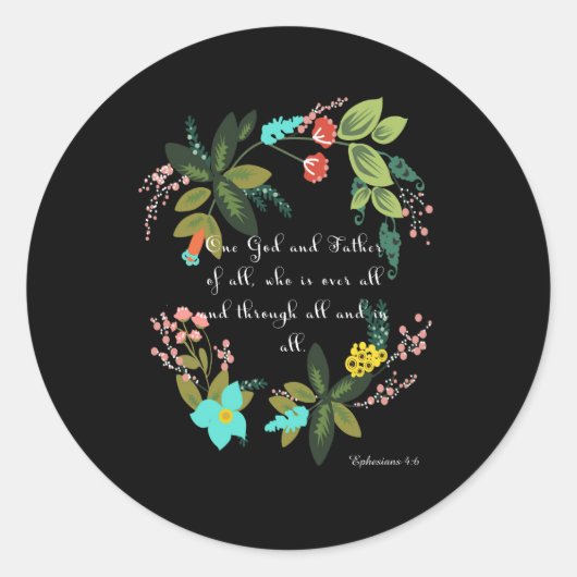 クリスチャンクールアート – エペソ4:6 ラウンドシール (正面)