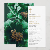 クリスチャングリーンフローラお祝いオブ・ライフ 招待状 (正面/裏面)