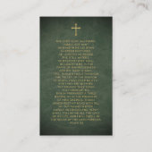 クリスチャングリーン金ゴールド写真葬式祈りの言葉カード 名刺 (裏面)