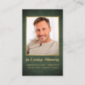 クリスチャングリーン金ゴールド写真葬式祈りの言葉カード 名刺 (正面)