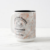 クリスチャングレーベージュ大理石どこ神が導く ツートーンマグカップ (正面左)