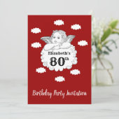 クリスチャンケルビエンジェルハッピー80誕生日レッド 招待状 (スタンド正面)