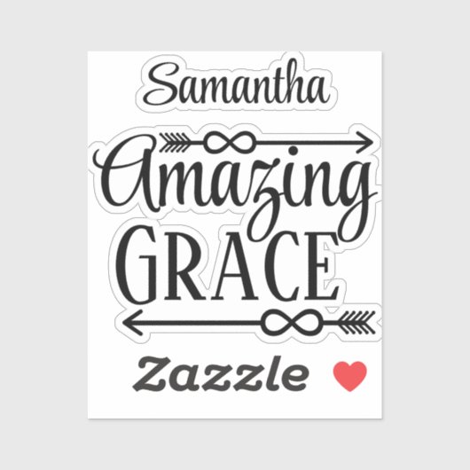 クリスチャンソングタイポグラフィ引用文アメージンググレースネーム シール (シート)