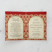 クリスチャンダマスクウェディングブルガンディレッド&クリーム/タン 招待状 (内部)