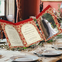 クリスチャンダマスクウェディングブルガンディレッド&クリーム/タン