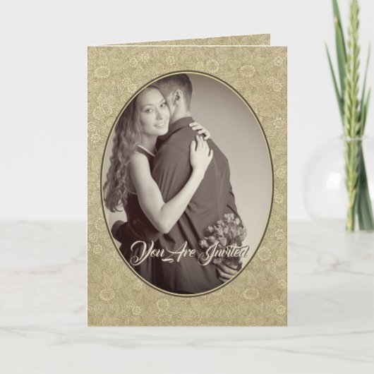 クリスチャンダマスクウェディング招待状クリーム/タン 招待状 (正面)