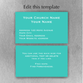 クリスチャンチャーチパスターアクアグリーンホワイトカスタムホテル 名刺