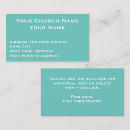 クリスチャンチャーチパスターアクアグリーンホワイトカスタムホテル 名刺