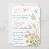 クリスチャンティール（緑がかった色）コーラルハミングバードフローラ 招待状 (正面)