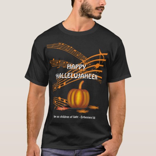 クリスチャンハロウィーンハッピーハレジェーヘン |カボチャ Tシャツ (正面)