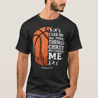 クリスチャンバスケットボール 私はすべてのことを成し遂げる 宗教的なデザイン Tシャツ