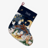 クリスチャンパーソナライズされたのクリスマス・キッズに名前を付ける ラージクリスマスストッキング (正面 (吊り時))