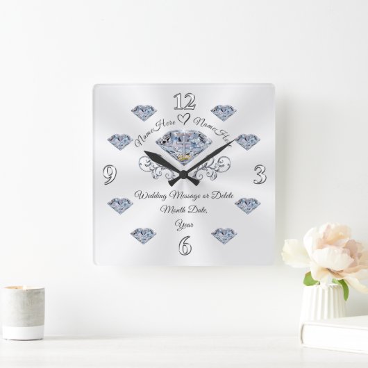クリスチャンパーソナライズされたの結婚のギフトのオンライン スクエア壁時計 (ホーム)
