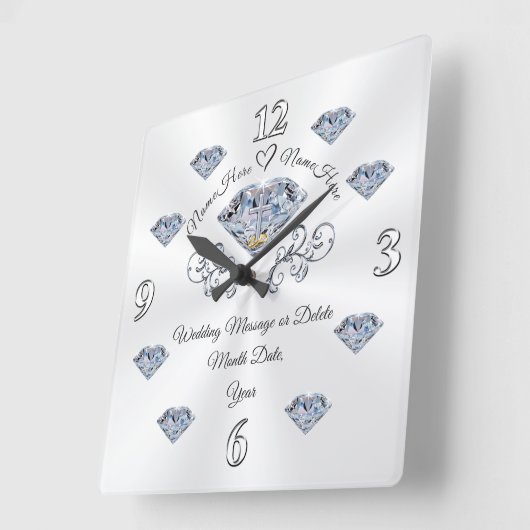 クリスチャンパーソナライズされたの結婚のギフトのオンライン スクエア壁時計 (傾斜)