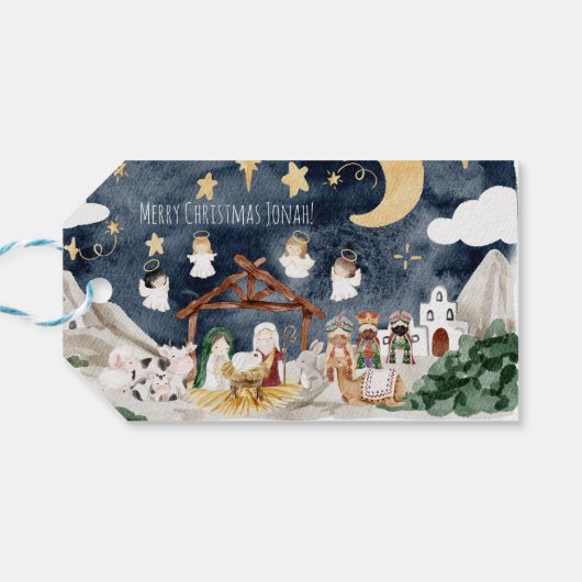 クリスチャンパーソナライズされたキッズクリスマスに名前を付ける ギフトタグ (裏面横)