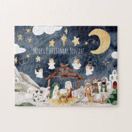 クリスチャンパーソナライズされたキッズクリスマスに名前を付ける ジグソーパズル