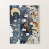 クリスチャンパーソナライズされたキッズクリスマスに名前を付ける ジグソーパズル (縦)