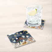 クリスチャンパーソナライズされたクリスマスキッズ出生 スクエアペーパーコースター (インサイチュ)