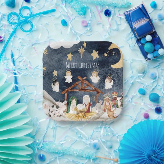 クリスチャンパーソナライズされたクリスマスキッズ出生 ペーパープレート (パーティー)