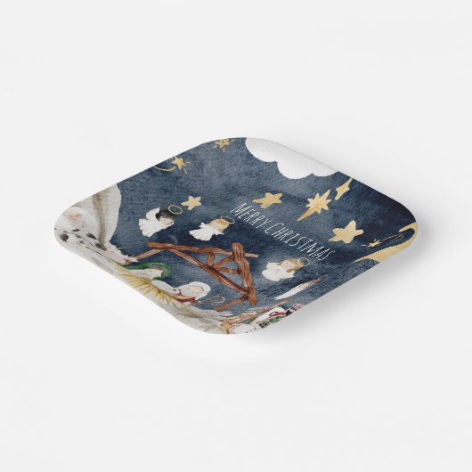 クリスチャンパーソナライズされたクリスマスキッズ出生 ペーパープレート (傾斜あり)