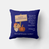 クリスチャンパーソナライズされたハッピー感謝祭 クッション (裏面)