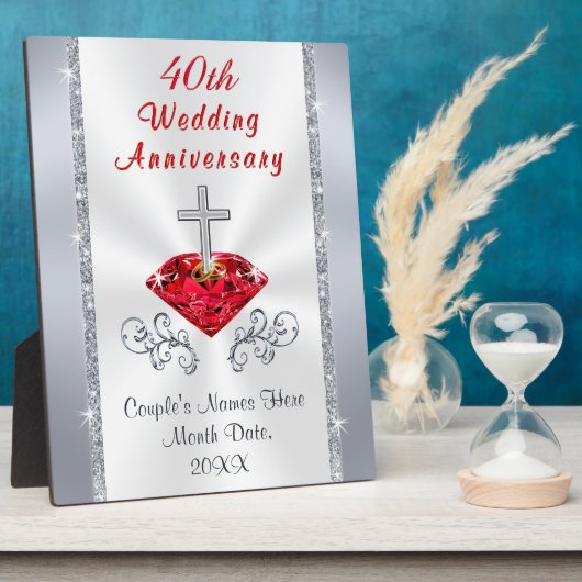 クリスチャンパーソナライズされたルビー記念日ギフトアイディア フォトプラーク (側面)