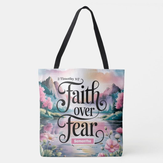 クリスチャンパーソナライズされた女性への恐怖に対する信仰 トートバッグ (正面)