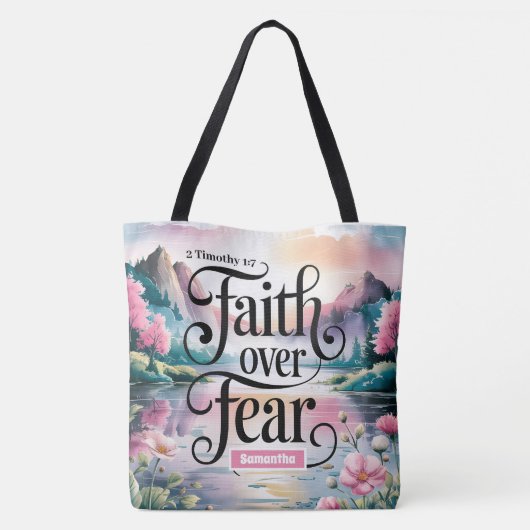 クリスチャンパーソナライズされた女性への恐怖に対する信仰 トートバッグ (裏面)