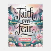 クリスチャンパーソナライズされた女性への恐怖に対する信仰 フリースブランケット (正面)