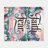 クリスチャンパーソナライズされた女性への恐怖に対する信仰 フリースブランケット (正面(横))