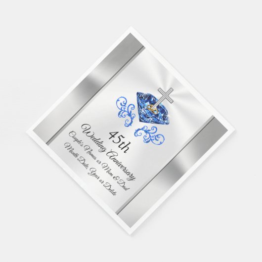 クリスチャンパーソナライズされた45周年記念アイディア スタンダードランチョンナプキン (角)