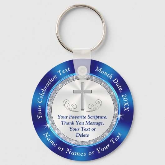 クリスチャンパーソナライズされた、教会の好意、バルクまたは1つ キーホルダー (正面)