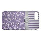 クリスチャンパープルシルバーストライプフローラiPhone 7 Case-Mate iPhoneケース (裏面(横))