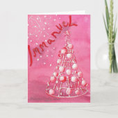 クリスチャンピンクのクリスマスツリーのグリーティングカード カード (正面)