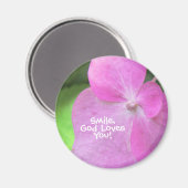 クリスチャンピンクの花 – スマイル神はあなたを愛する マグネット (正面/裏面)