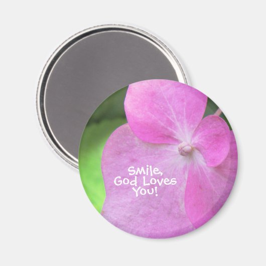 クリスチャンピンクの花 – スマイル神はあなたを愛する マグネット (正面/裏面)