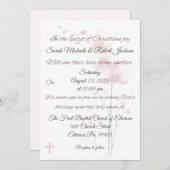 クリスチャンピンクオーキッドアンドクロス結婚式招待状 招待状 (正面/裏面)