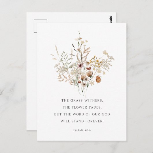 クリスチャンフローラアートイザヤ40:8はがき ポストカード (正面/裏面)