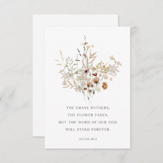 クリスチャンフローラアートイザヤ40:8グリーティングカード サンキューカード (正面/裏面)