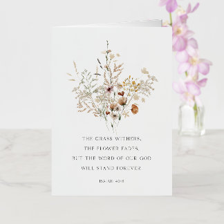 クリスチャンフローラアートイザヤ40:8グリーティングカード 箔グリーティングカード