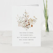 クリスチャンフローラアートイザヤ40:8グリーティングカード 箔グリーティングカード (正面)