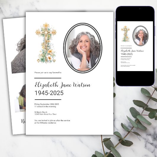 クリスチャンフローラクロス葬儀の写真 招待状