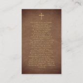 クリスチャンブラウン金ゴールド写真葬式祈りの言葉カード 名刺 (裏面)