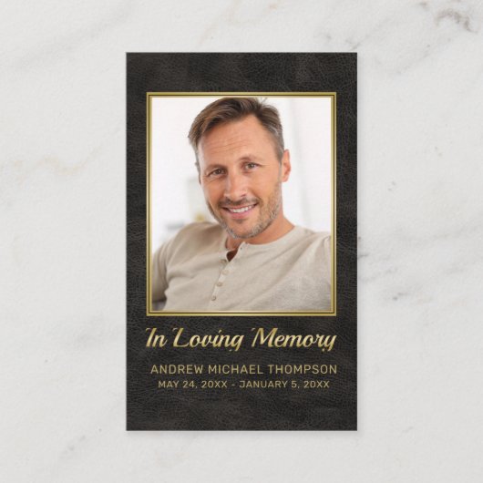クリスチャンブラック金ゴールド写真葬式祈りの言葉カード 名刺 (正面)