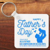 クリスチャンブルーハッピー父の日詩篇103:13 キーホルダー (正面)