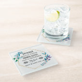 クリスチャンブルーフローラリース ガラスコースター (アングル)